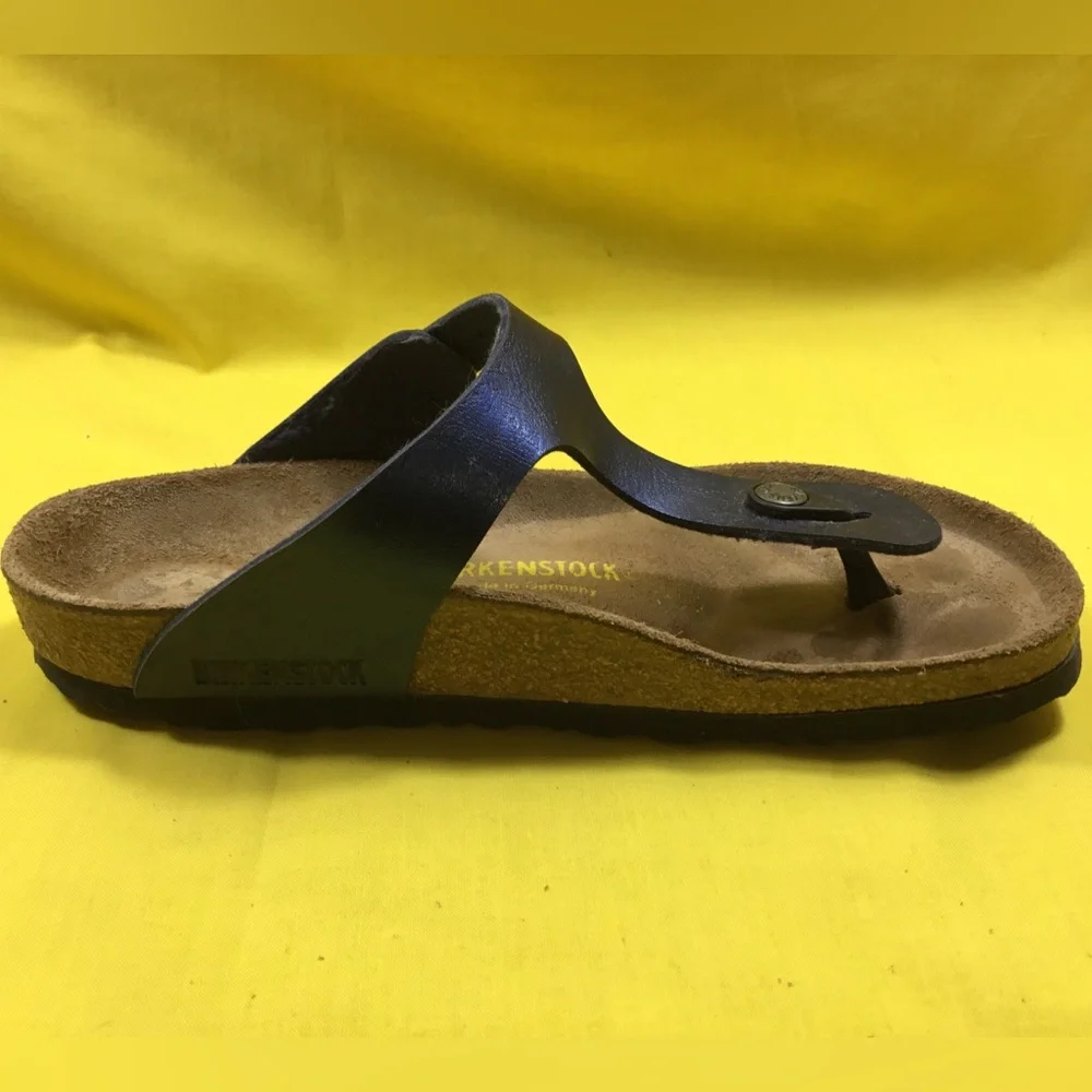 Birkenstock Blue Leather Thong Sandals SZ 39 gently used